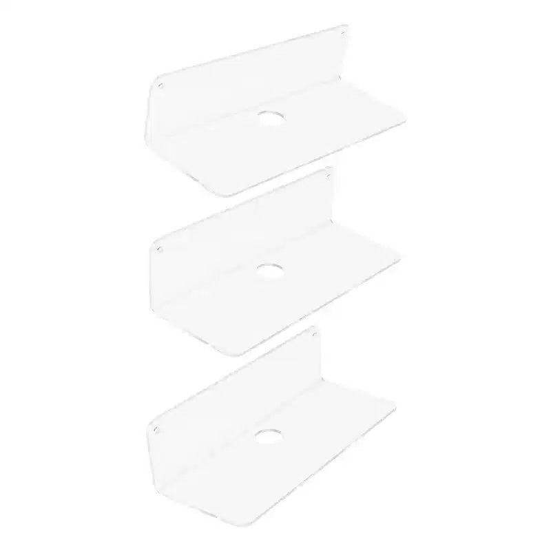 Unique Bargains Bathroom Bedroom Kitchen Acrylic Wall Floating Shelves 9 x 4 3 Pcs
