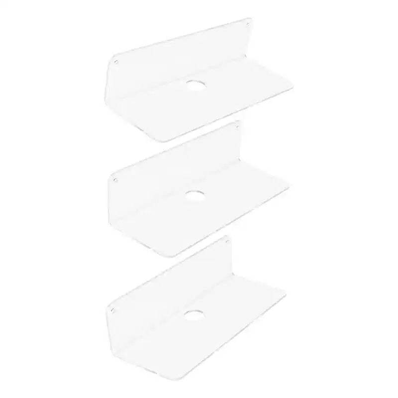 Unique Bargains Bathroom Bedroom Kitchen Acrylic Wall Floating Shelves 9 x 4 3 Pcs