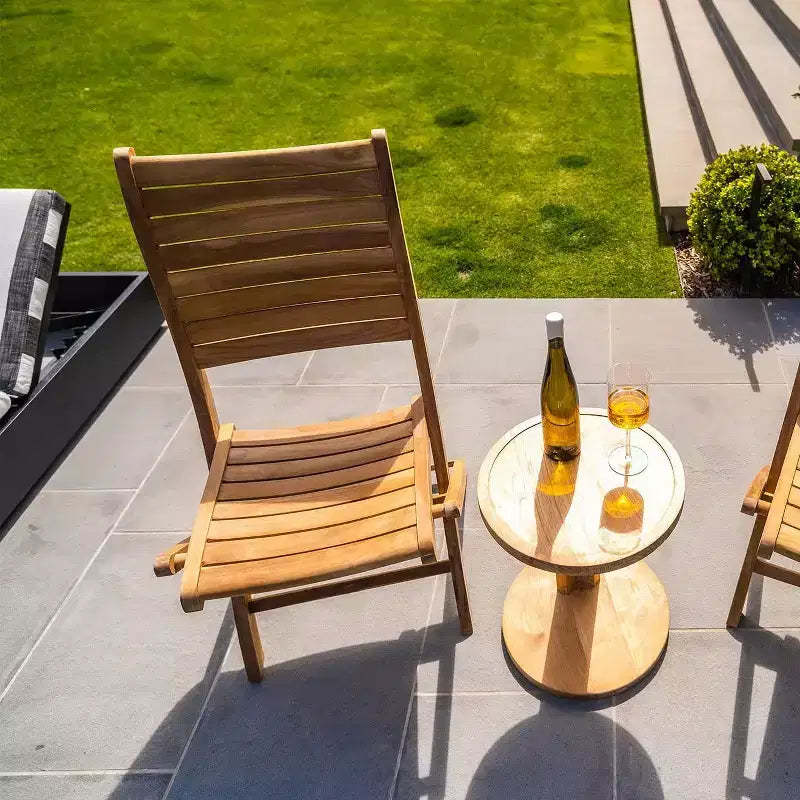 Nordic Teak Natural Outdoor Patio Folding Chair - Beige