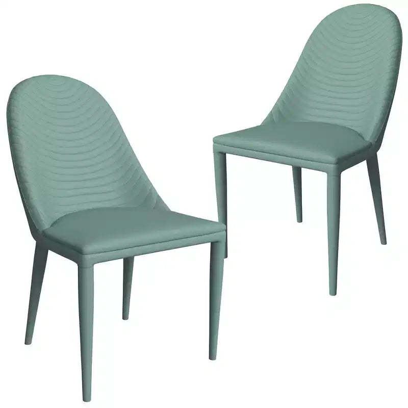 LeisureMod Seville Collection Dining Chairs Set of 2  Upholstered Leather Seats with Metal Legs, Modern Kitchen, Cafe, Restaurant Seating