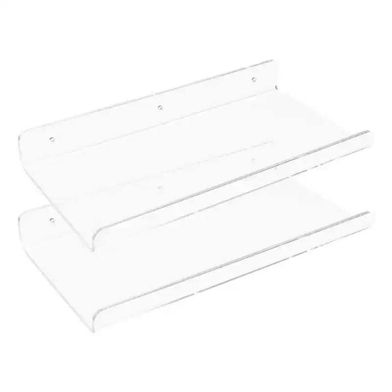 Unique Bargains Clear Acrylic Floating Wall Mounted Shelves for Bathroom and Living Room