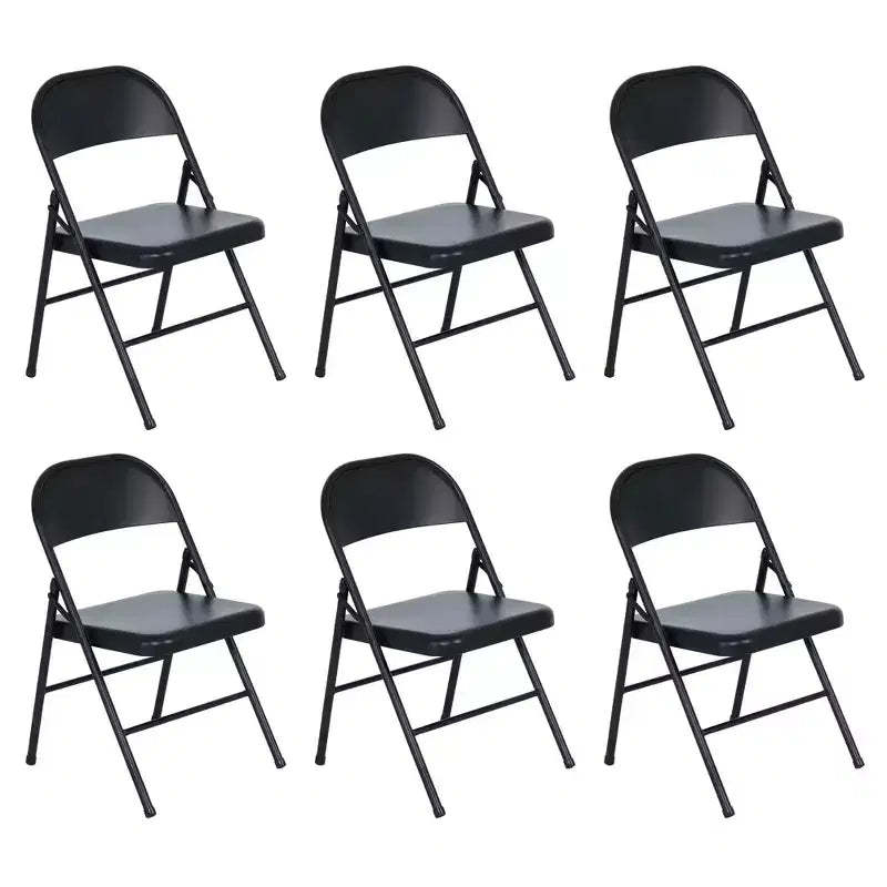 Peakform Steel Folding Chair with Cross Leg Braces Construction and Foot Caps for Study Rooms, Conferences, and Office Use, Black, 6 Pack