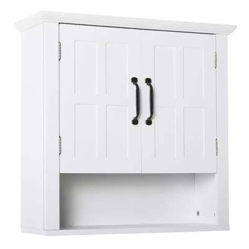HOMCOM 3-Tier Medicine Cabinet, Bathroom Wall Cabinet with Adjustable Shelf and 2 Doors for Hallway, Living Room, White