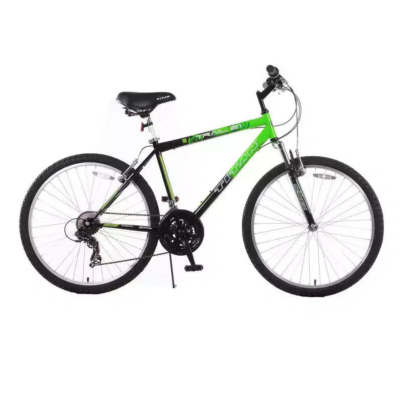 Titan Trail 21-speed Suspension Men's Mountain Bike, 18-Inch Frame, Green and Black