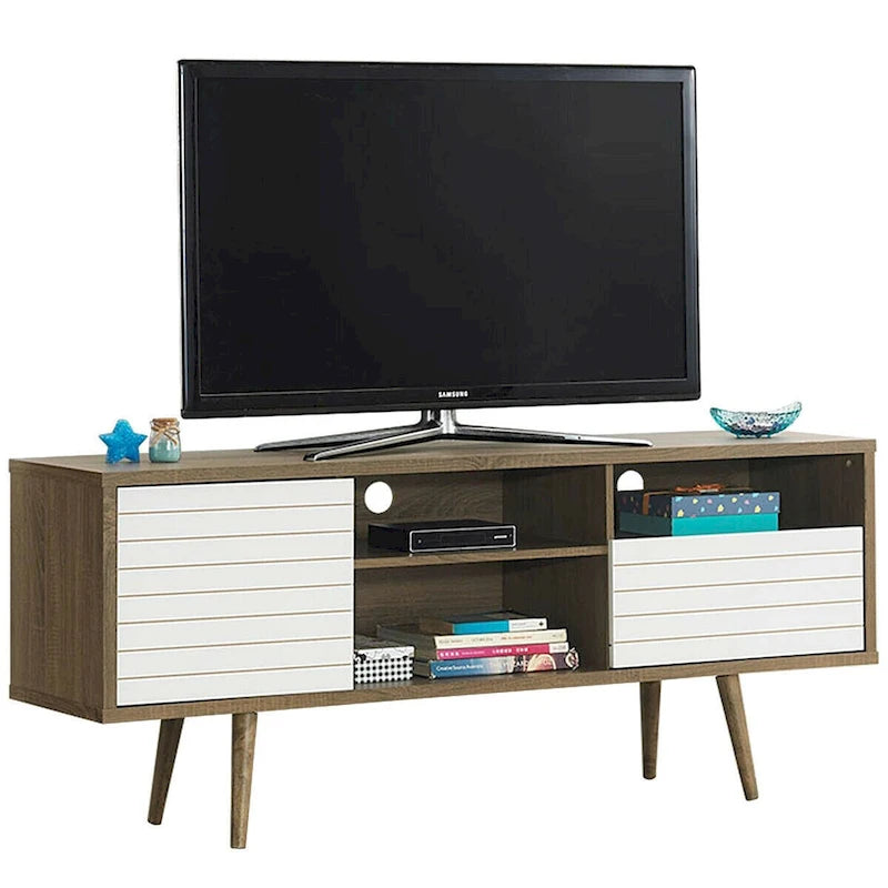 Modern TV Stand/Console Cabinet 3 Shelves Storage Drawer Splayed - See Details