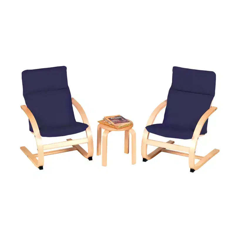 Guidecraft Kiddie Rocker Chair Set - Blue: Kids Rocking Bentwood Chair Set