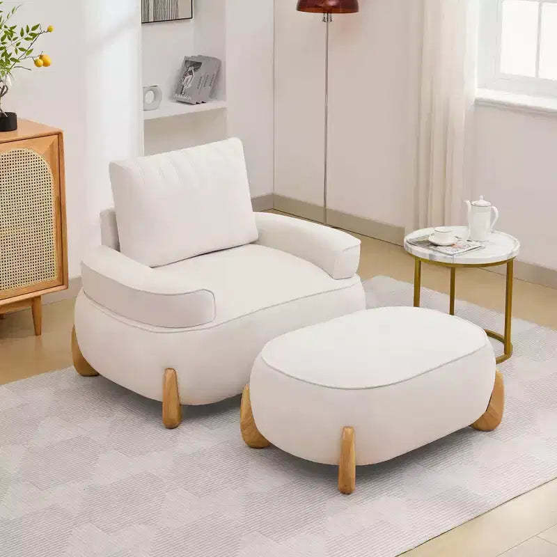 Hyleory 46.06'' Velvet Accent Chair with Ottoman, Mid Century Modern Corduroy Sofa Armchair and Footrest Set,Upholstered Club Tub Arms Chair