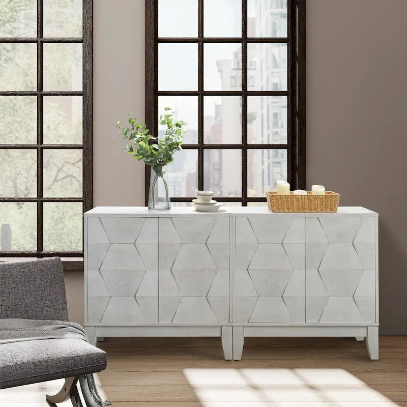 Martina Modern 2-door Ample Storage Cabinet With Adjustable Shelves Set Of 2 By HULALA HOME