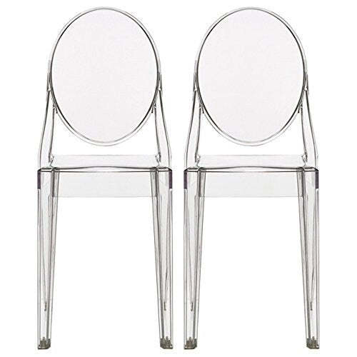 Stackable Mid Century Modern Crystal Clear Side Chairs Dining Living Room Transparent No Arms Accent Desk