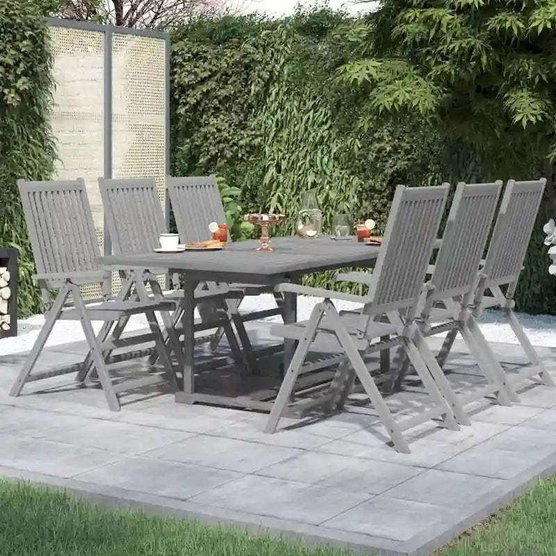 vidaXL Solid Wood Acacia Patio Dining Set 7 Piece Garden Seat Oval/Rectangular