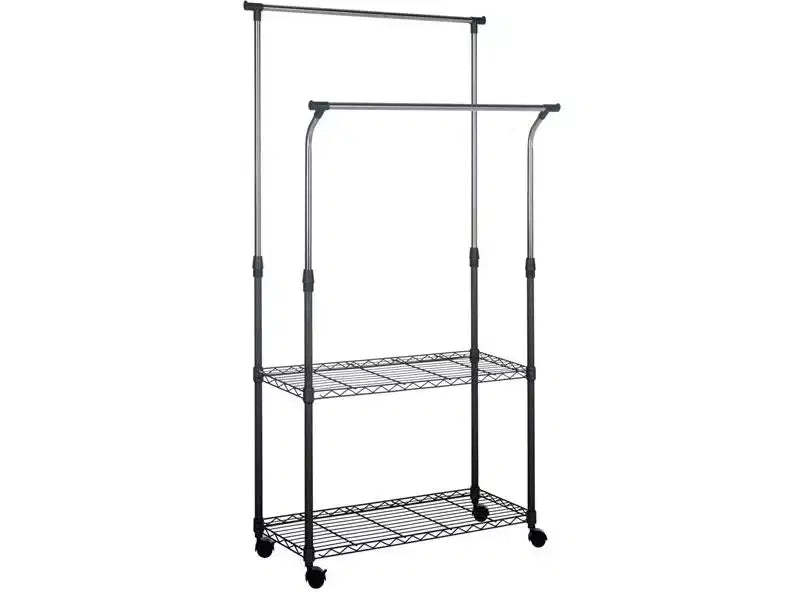 Giorgio Double Rod Clothes Rack - Chrome - Safavieh