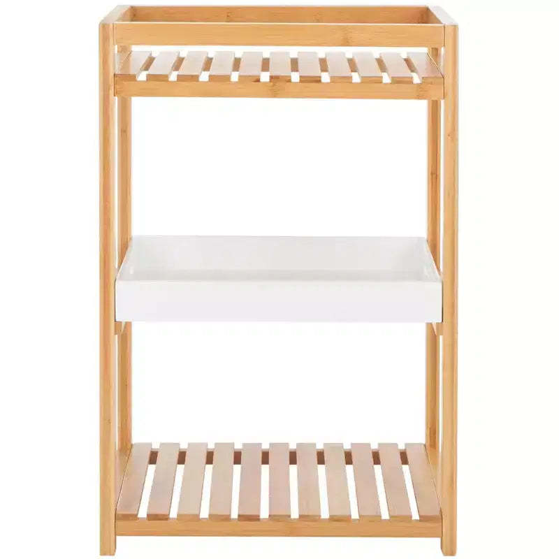 Akio 3 Tier Shelf - Indoor - STG1915 - White/Natural - Safavieh
