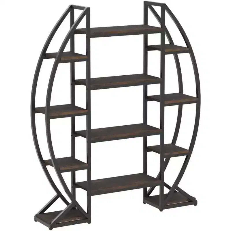 Lantine 5 Tier Triple Wide Oval Etagere Bookshelf