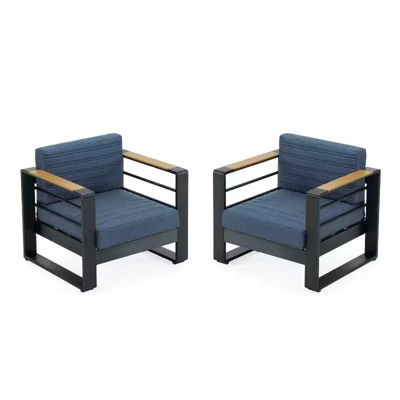 Christopher Knight Home Giovanna Outdoor Aluminum and Faux Wood Club Chair (Set of 2)