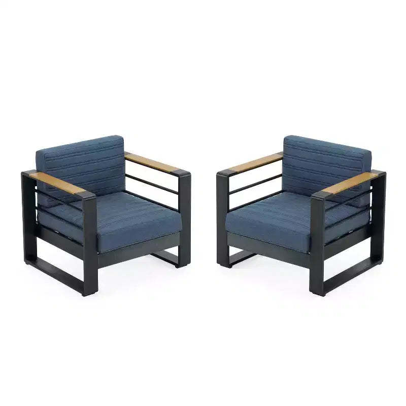 Christopher Knight Home Giovanna Outdoor Aluminum and Faux Wood Club Chair (Set of 2)