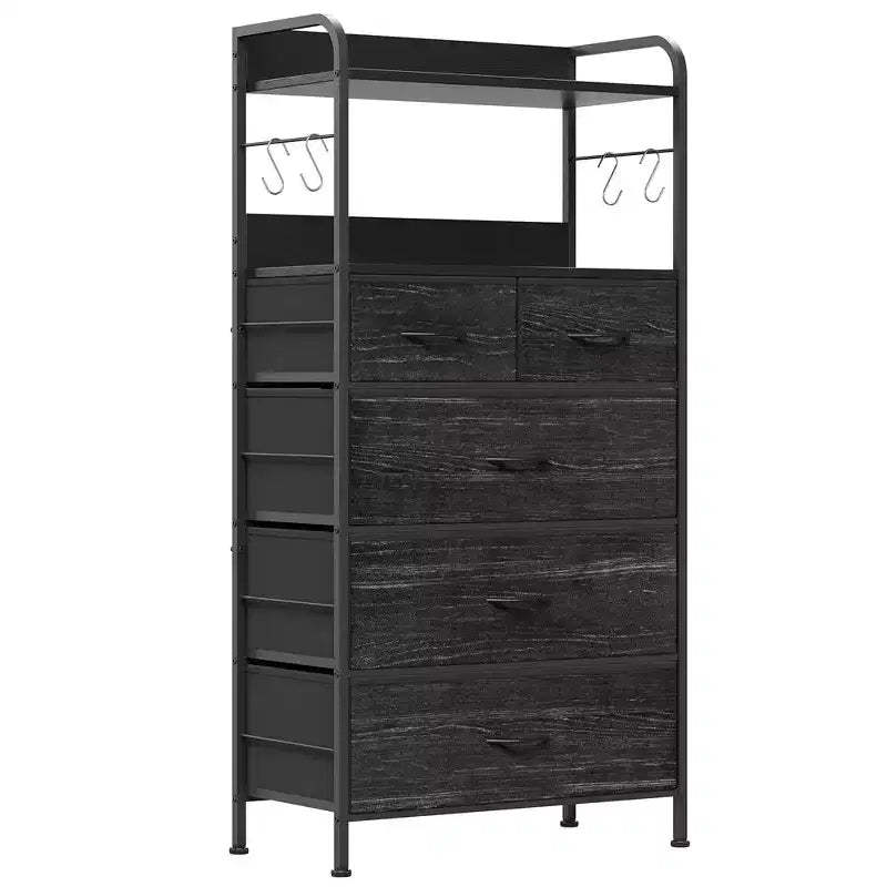 Dresser for Bedroom with 5 Drawers, Small Dressers & Chests of Drawers, Vertical Fabric Tower Drawer Organizer Unit