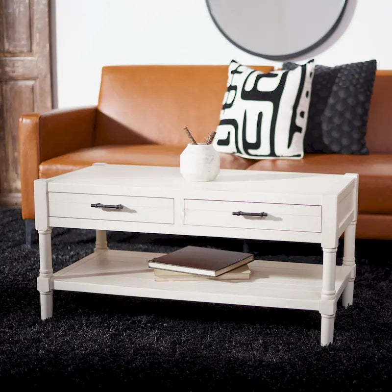 SAFAVIEH Alene 2-Drawer Bottom Shelf Coffee Table - 37.8 W x 19 L x 19 H - 38Wx19Dx19H