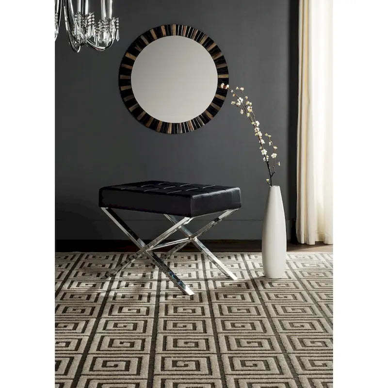 SAFAVIEH Marlys Modern Glam Black Ottoman