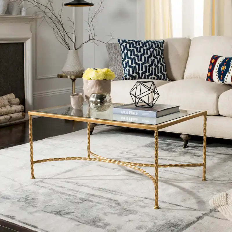 SAFAVIEH Couture Sedighe Glass Coffee Table - 40 W x 24 D x 18 H - 40W x 24D x 18H