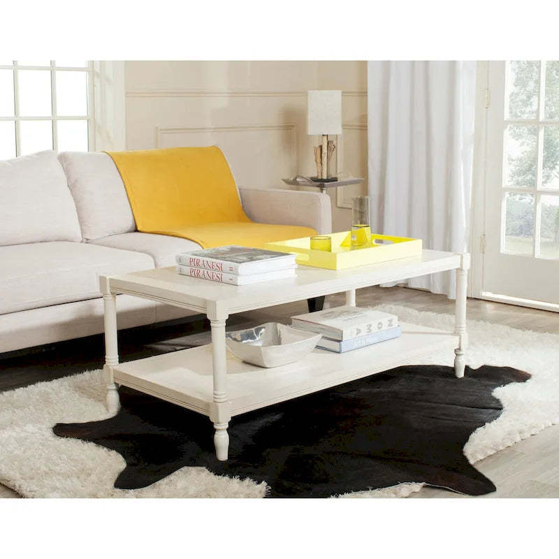 SAFAVIEH Eudora White Coffee Table - 47.2 x 23.6 x 18.9 - 47Wx24Dx19H
