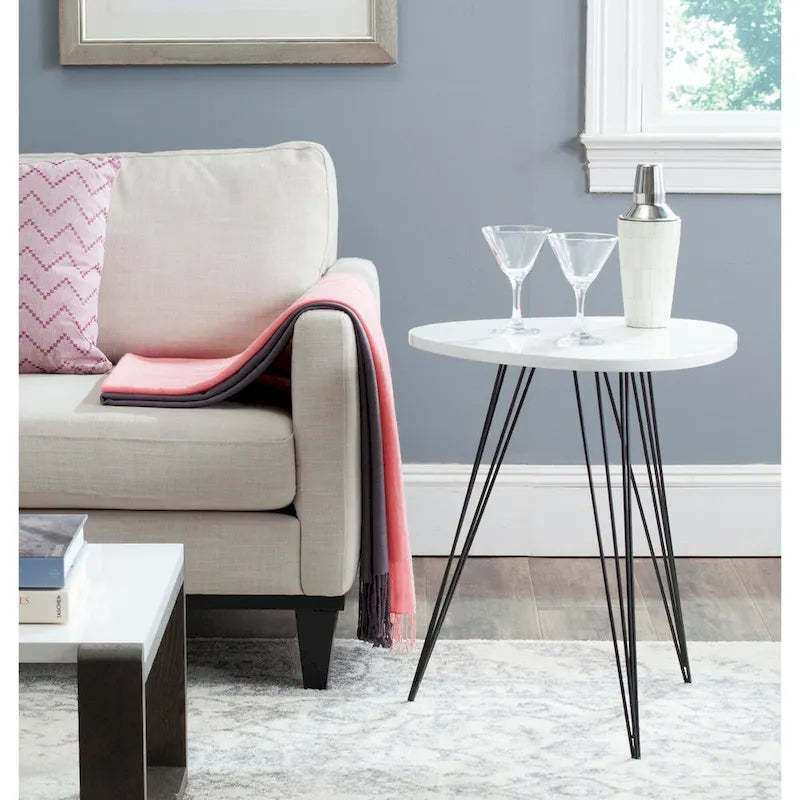 SAFAVIEH Luann White/ Black Lacquer Side Table - 19.6 x 19.6 x 23.6 - 20Wx20Dx24H
