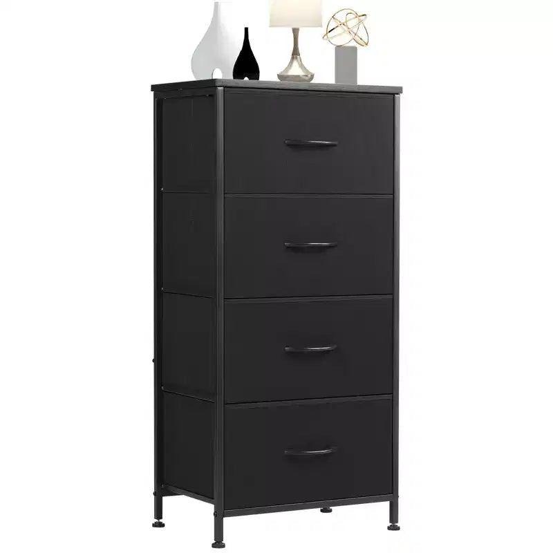 JIONJOY 4-Drawer Fabric Dresser  Wood Top, Steel Frame, Wide Storage for Bedroom Living Room Closet