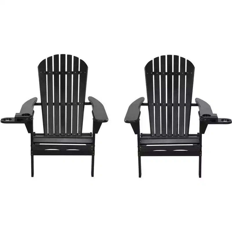 Jiallo Foldable Adirondack Chair with cup holder set of 2
