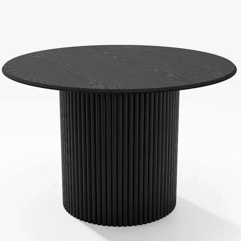 Dovelina 46 Black Round Dining Table Artificial Wood kitchen Table Designer Table Base Personalized Dining Table for 4 People