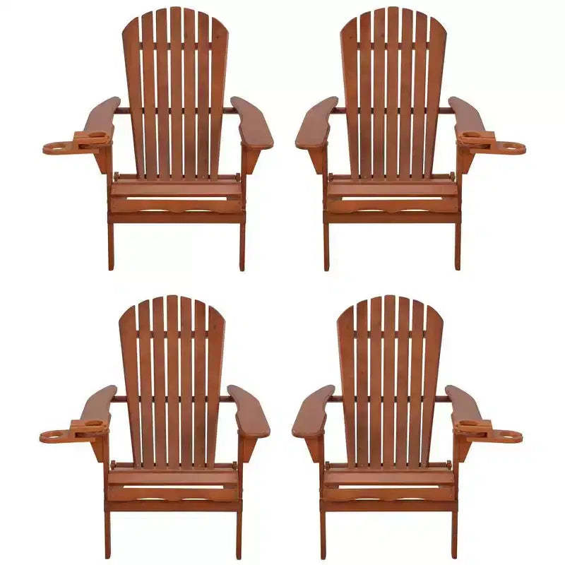 Jiallo Foldable Adirondack Chair with cup holder set of 4