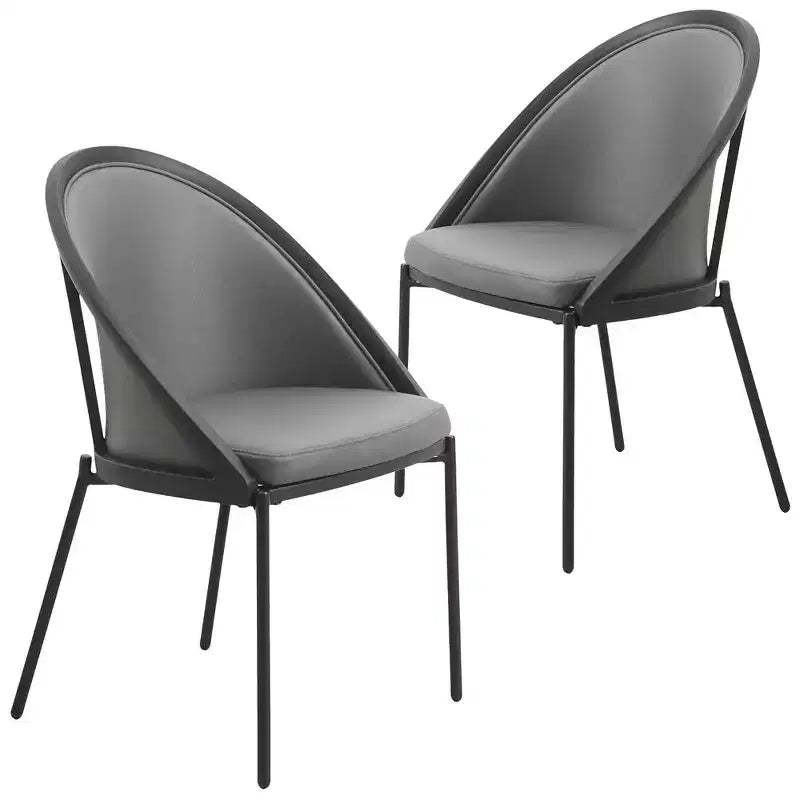 LeisureMod Urbane Collection Upholstered Dining Chair Set of 2  Vinyl Seat with Stainless Steel Legs, Modern Kitchen, Dining Room, Cafe Seating