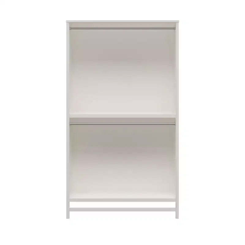 Systembuild Evolution Luxe Extra Wide 2-Shelf Double Clothing Rod Closet Tower, Ivory Oak