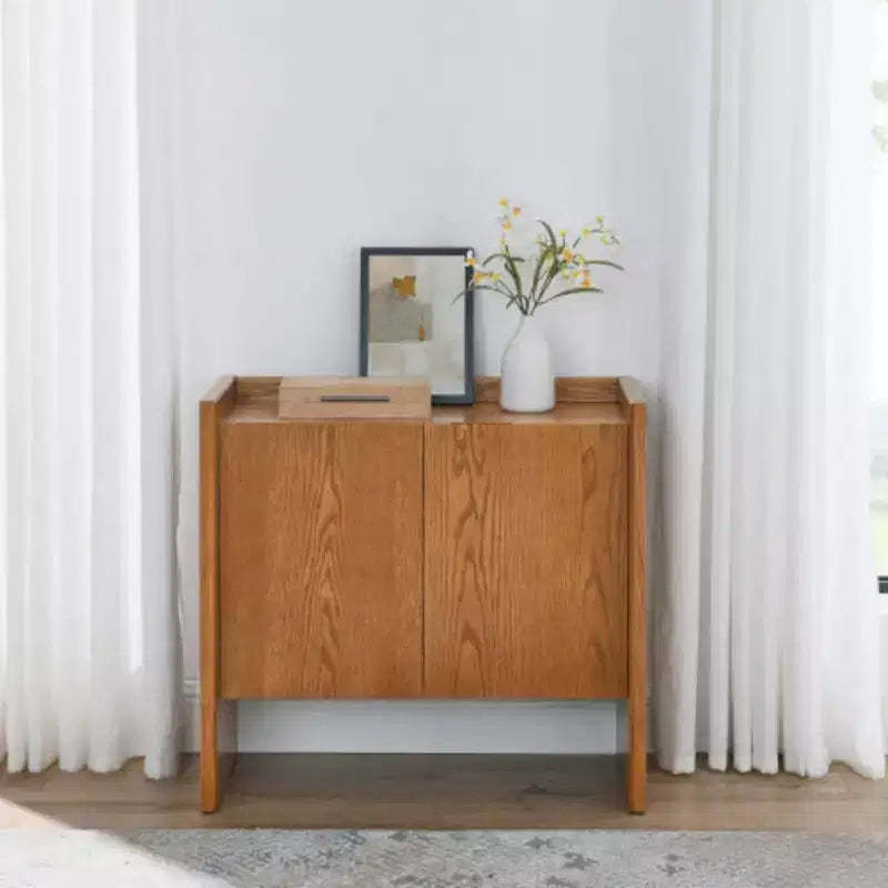 Mdf Walnut Sideboard, Dining Cabinet With Storage, Country Style Storage Cabinet, Suitable For Entry, Hallway, Living Room, Kitchen, Dining Room