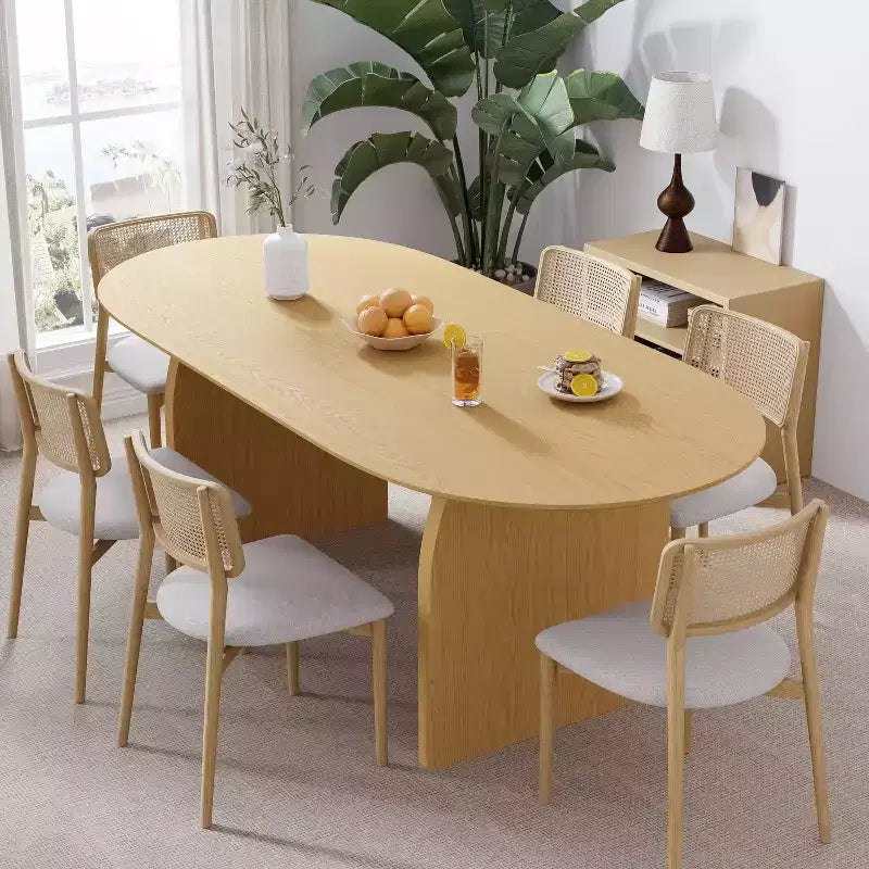 Dovelina 67 Oval Dining Table for 6, Mid-Century Modern Farmhouse Wood Kitchen Table