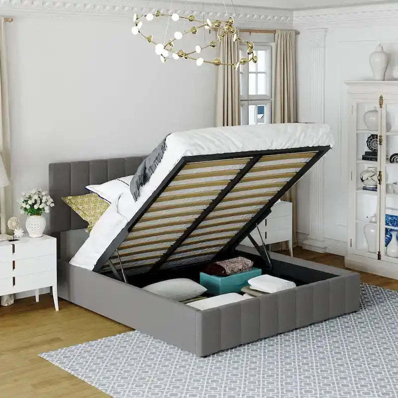 Full/Queen Upholstered Platform Bed with Lift Up Storage