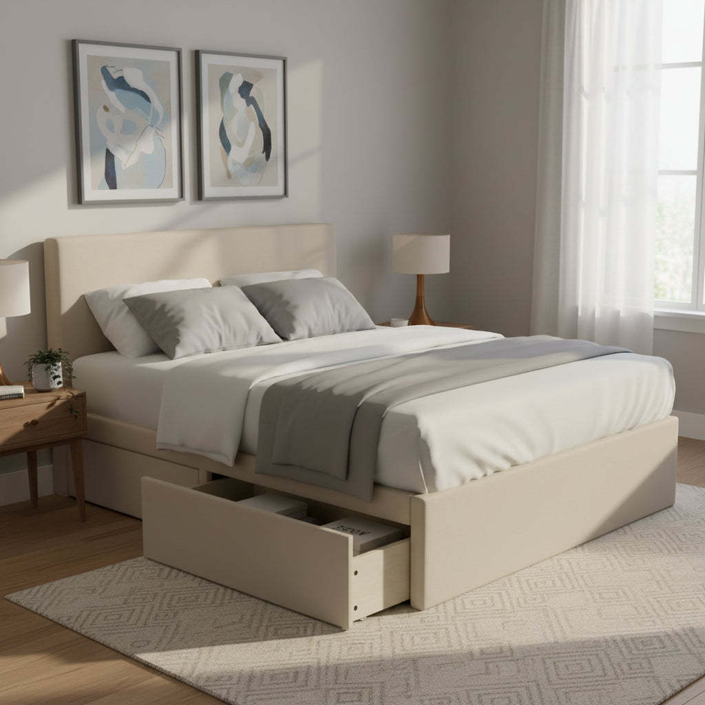 Mammoth Upholstered Platform 2 Drawer Storage Bed