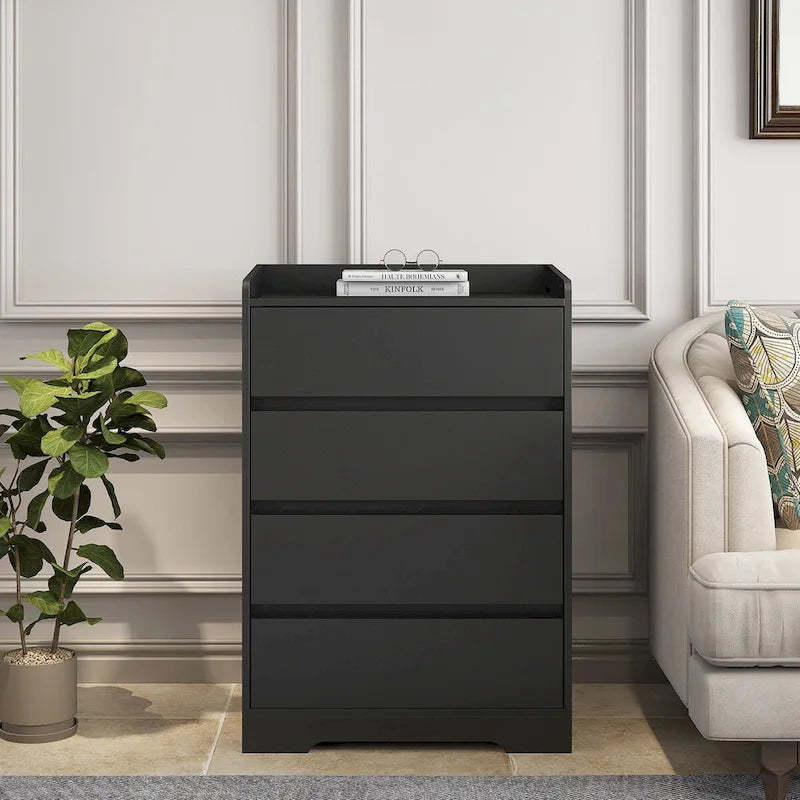 4 Drawer Dresser, Freestanding Storage Dresser Chest Cabinet for Bedroom, Living Room, Closet, Office