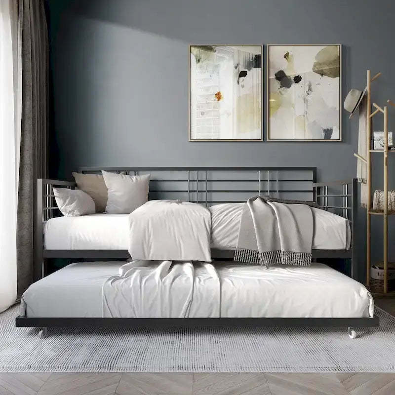 CraftPorch Contemporary Twin Size Metal Daybed with Trundle