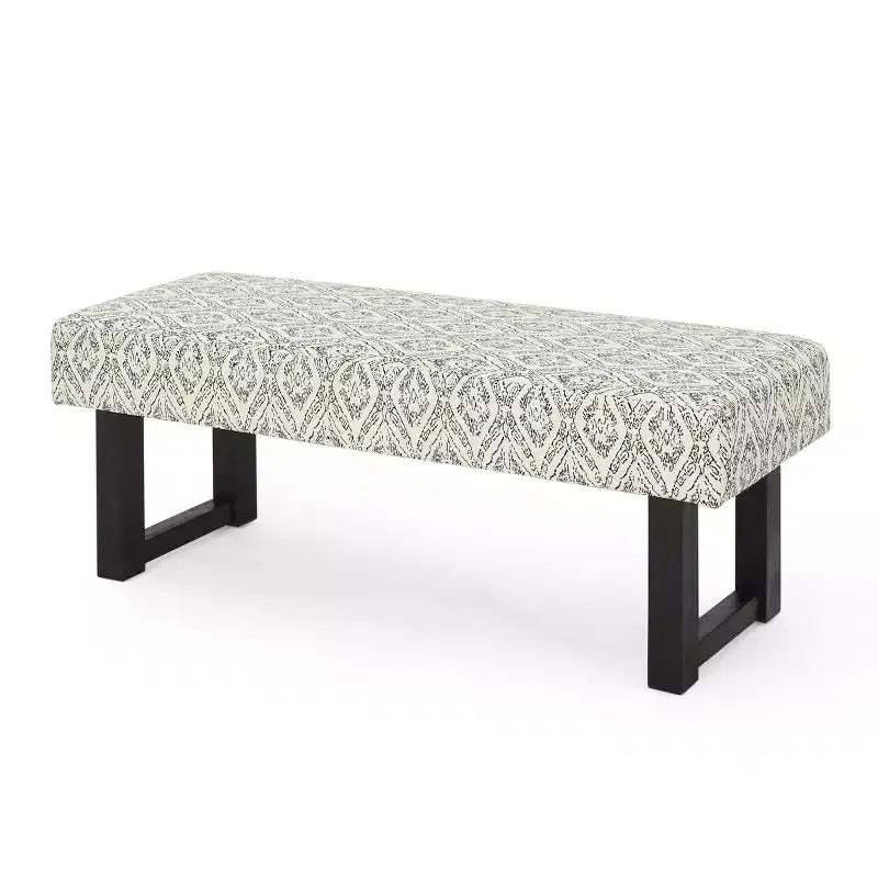 Christopher Knight Home Ashford Boho Fabric Upholstered Bench, Black Print and Black