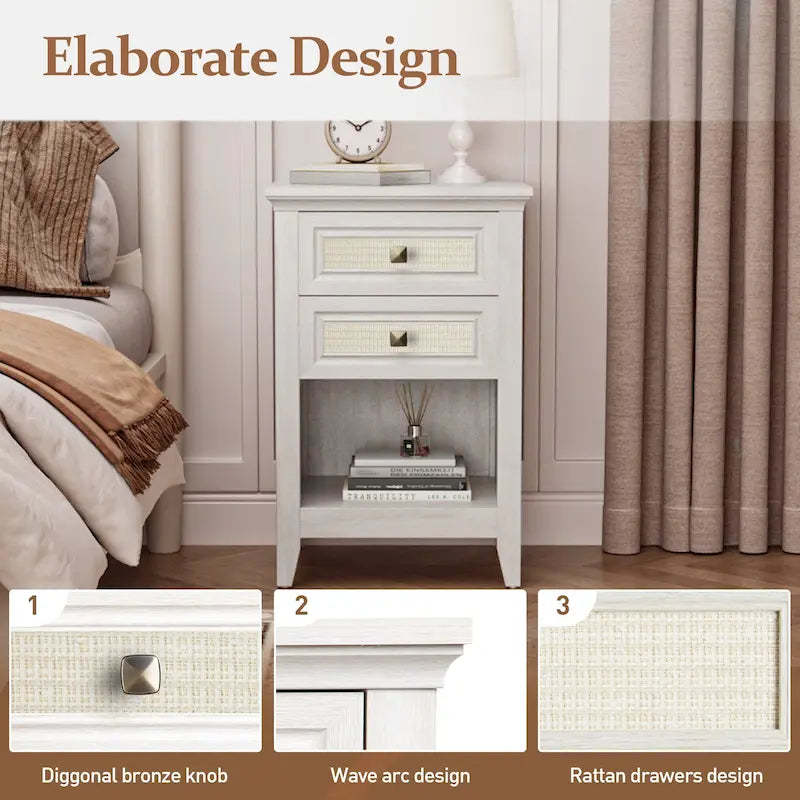 Rattan Nightstand (Set of 2)