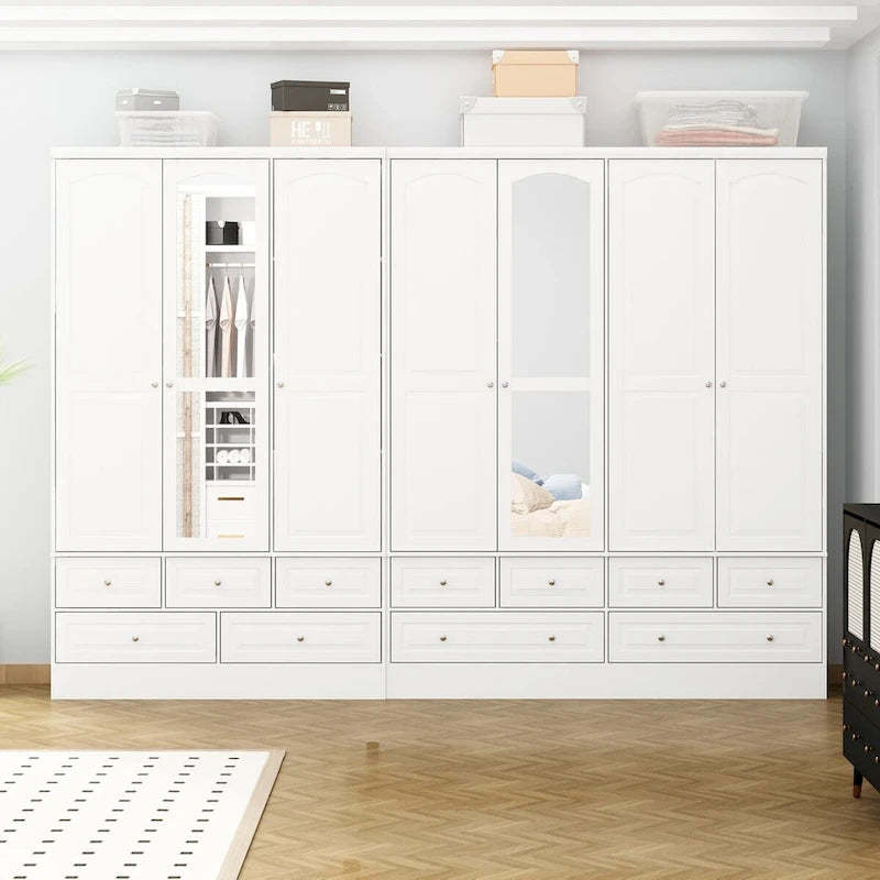 78.7H Combo Twin Wardrobe Set Elegance Meets Utility Armoires Closet