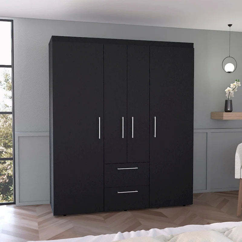Bariloche Armoire with Hanging Rods, Shelves, 2 Drawers