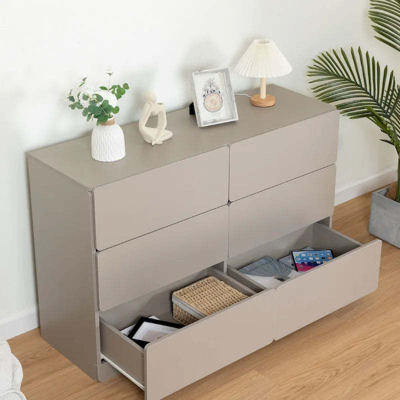 6-Drawer 47 in. W Dresser Chest of Drawers,Buffet Server Console Table Storge Cabinets,Accent Storage Cabinets No Handle