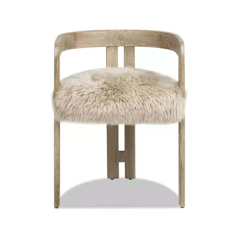 Jennifer Taylor Home Millwick 21 Low Back Genuine Fur Dining Chair, Natural Blonde Genuine Fur