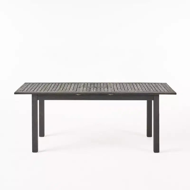GDFStudio Zeila Outdoor Acacia Wood Expandable Dining Table, Sandblasted Dark Gray