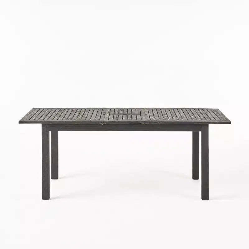 GDFStudio Zeila Outdoor Acacia Wood Expandable Dining Table, Sandblasted Dark Gray