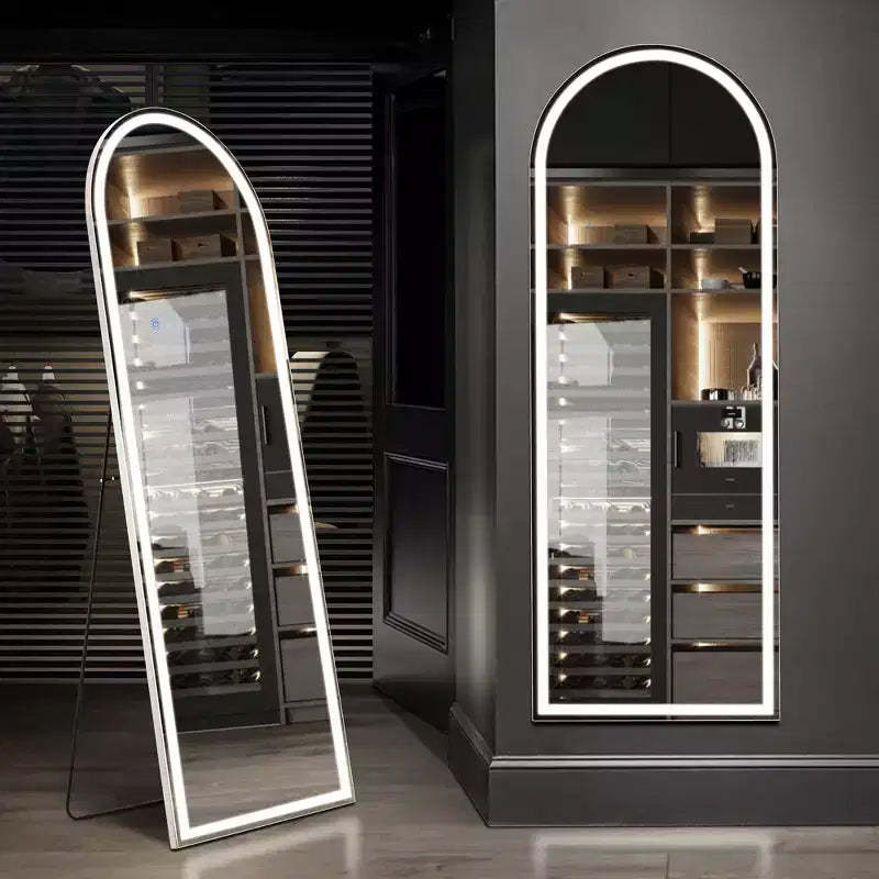 JIONJOY LED Light Arched Frameless Full Length Mirror with 3 Colors