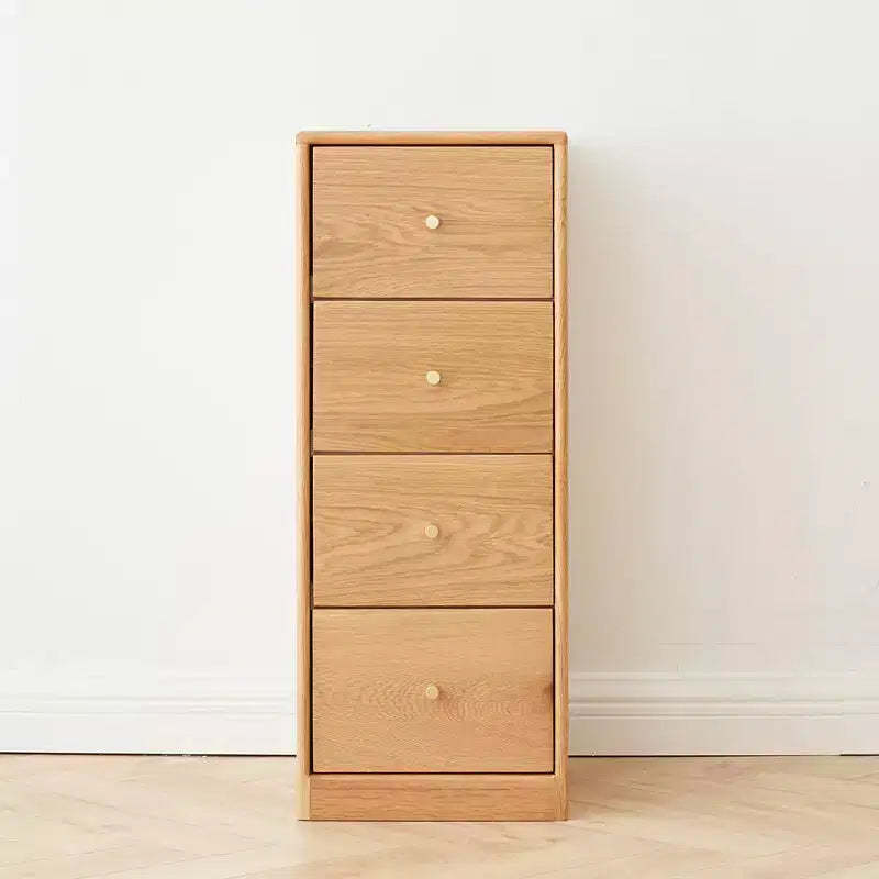 Nightstand with 4 Drawers, Wooden Bedside Table with Storage, Small Dresser Organizer, Freestanding Storage Cabinet for Bedroom Hallway Small Space