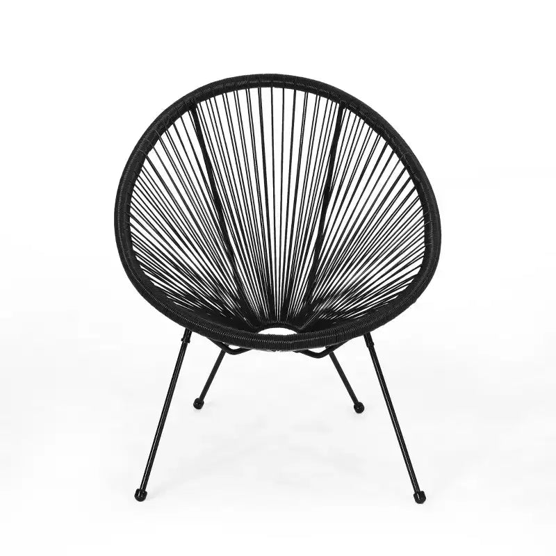 GDFStudio Anson Outdoor Woven Rattan Accent Chair with Steel Frame