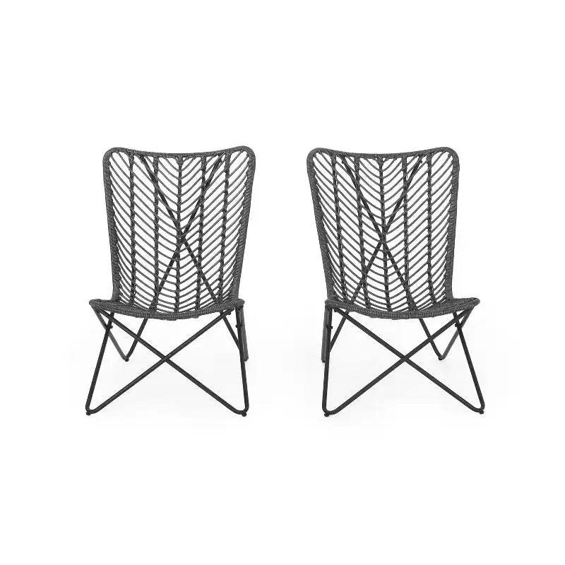 Christopher Knight Home Galtin Outdoor Wicker Accent Chairs (Set of 2) , Gray/Black
