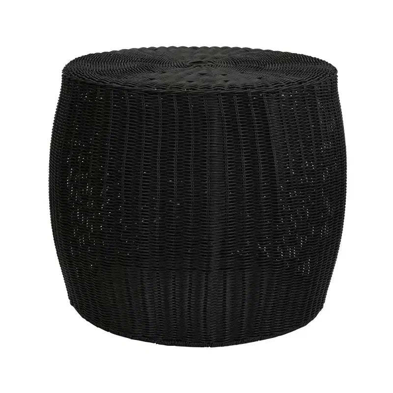 Household Essentials Handwoven Barrel Side Table, Black